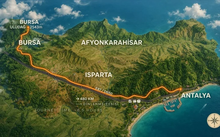 Bursa Antalya Arası Yol Tarifi: En Hızlı Rota ve Mesafe
